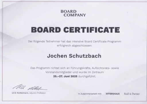 Board Zertifikat